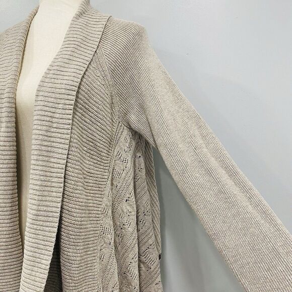 MATILDA JANE M Lets Get Away Crochet Cashmere Blend Open Cardigan Beige Boho - Picture 4 of 16